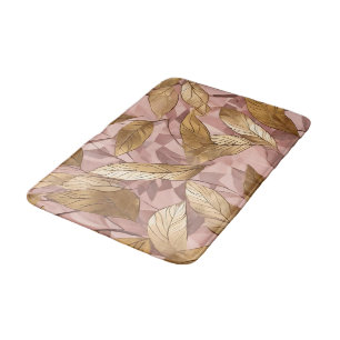 Trendy Blush Pink Gold Boho Blätter Collection Badematte