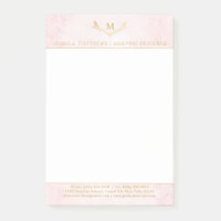 Trendy Blush Pink & Gold Foil Monogram Kraut