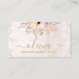 Trendy Blush Pink Gold Glam Makeup Artist Visitenkarte