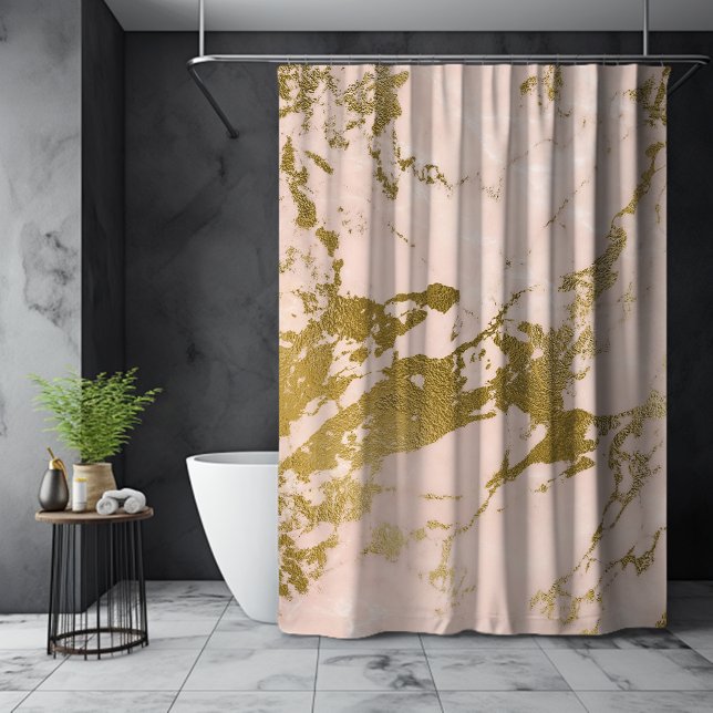 Trendy Blush Pink Gold Marmor Duschvorhang (Trendy Blush Pink Gold Marble Shower Curtain)
