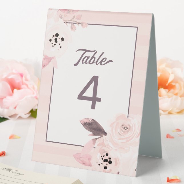 Trendy Blush Pink & Mauve Tischnummer Tischaufsteller (In Situ (Hochzeit))