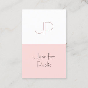 Trendy Blush Pink Stilvolle Monogram Sleek Luxury Visitenkarte
