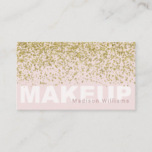 Trendy Blush Pink und Gold Glitzer Makeup Visitenkarte