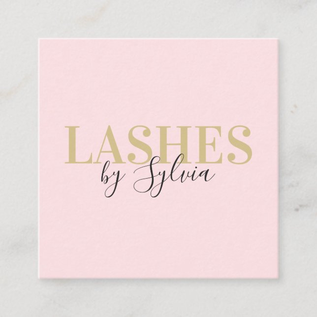 Trendy Blush Pink und Goldstriche Chic Script Schr Quadratische Visitenkarte (Vorderseite)