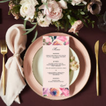 Trendy Blush Pink Watercolor Hochzeitsessen