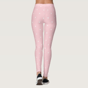 Trendy Blush Pink White Circles Dock Chic Template Leggings