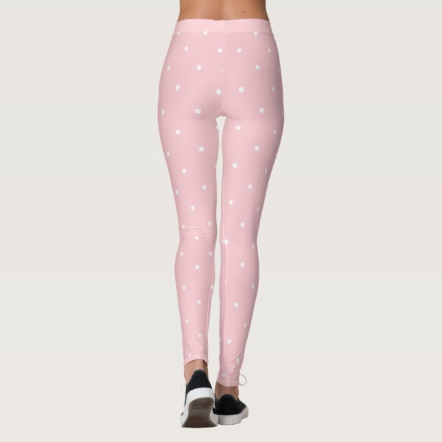 Trendy Blush Pink White Circles Dock Chic Template Leggings (Rückseite)
