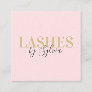 Trendy Blush Rosa und Gold überlagern Schriftart m Quadratische Visitenkarte