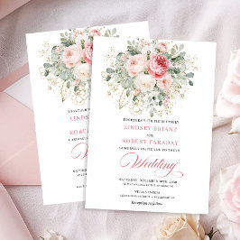 Trendy Blush Rose Gold Floral Wedding Invitation Einladung