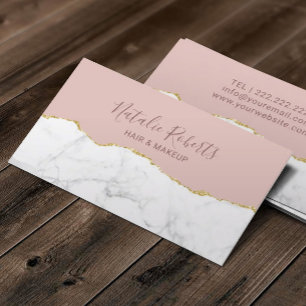 Trendy Blush Rose Gold & Marble Schönheitssalon Visitenkarte
