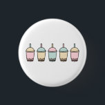 Trendy Boba Button<br><div class="desc">Dieses trendige Design besticht durch das beliebte Getränk aus Boba-Milch-Tee in verschiedenen Pastellfarben.</div>