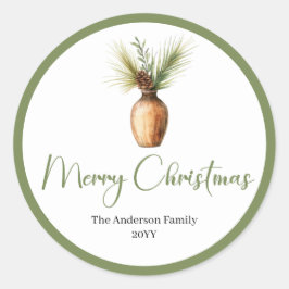 Trendy Bohemian Cozy Rustic Christmas Favor Label Runder Aufkleber