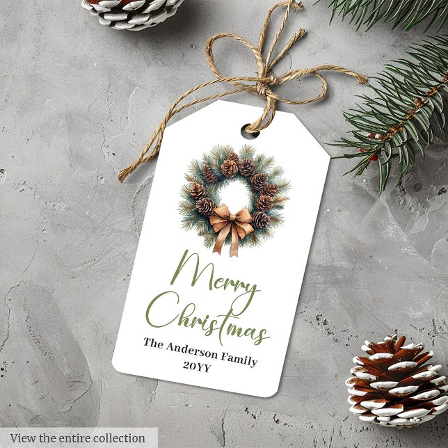 Trendy Bohemian Neutral Rustic Christmas Gift Tag Geschenkanhänger (Trendy Bohemian Rustic Christmas Gift Tag Template

)