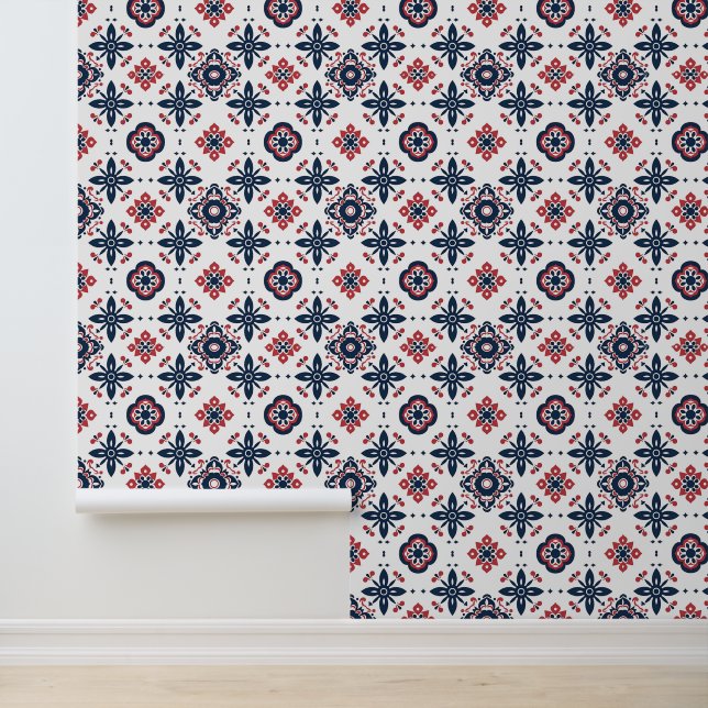 Trendy Bohemisch Blooming Mesh Art Pattern Tapete (Anwendung)