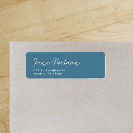 Trendy Bohemisch Minimal Ocean Blue Rücksendeadres