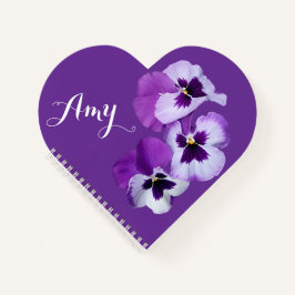 Trendy boho Amy Name lila Pansy Blumenherz Notizbuch
