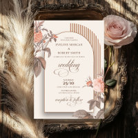 Trendy boho arch errötete lebende Rose Elfenbeinbr