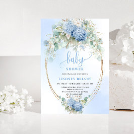 Trendy Boho Blue Floral Baby Shower Invitation Einladung