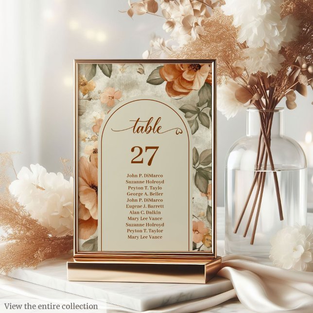 Trendy Boho Burnt Orange Ivory Sage Floral Wedding Tischnummer (Trendy Boho Burnt Orange Ivory Sage Floral Wedding Table Number

)