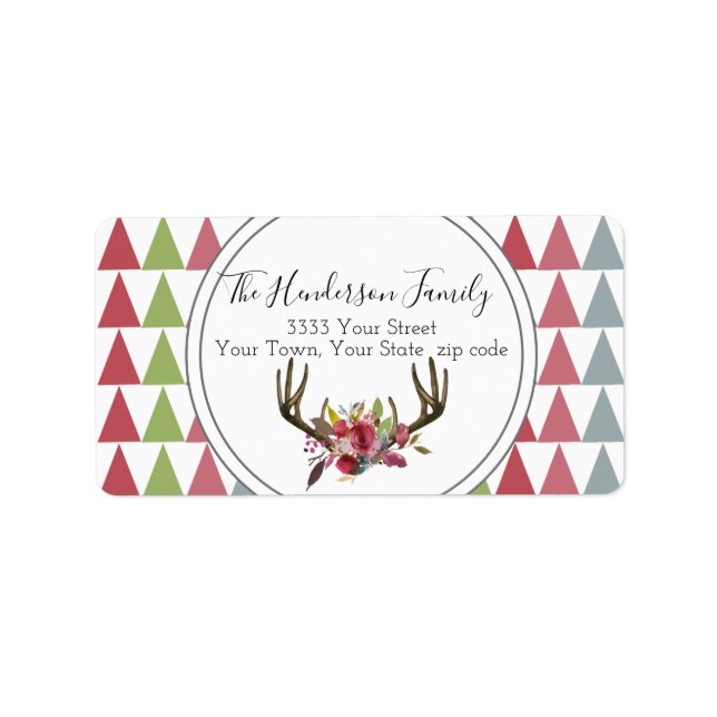 Trendy Boho Chic Rücksendeadresse Adressaufkleber (Vorne)