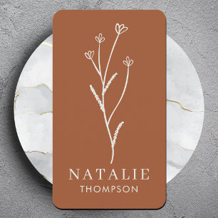 Trendy Boho Chic Rustic Terracotta Blume Visitenkarte
