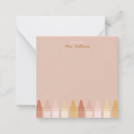 Trendy Boho Colors Crayon Teachname Mitteilungskarte