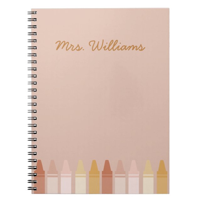 Trendy Boho Colors Crayon Teachname Notizblock (Vorderseite)