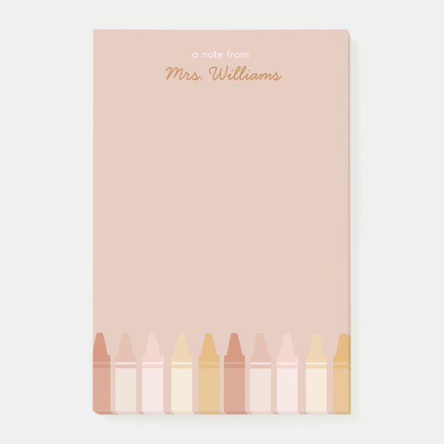 Trendy Boho Colors Crayon Teachname Post-it Klebezettel (Vorderseite)