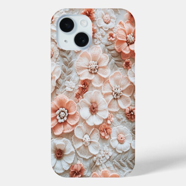 Trendy Boho Crochet Pastel Blume Muster Case-Mate iPhone Hülle (Rückseite)