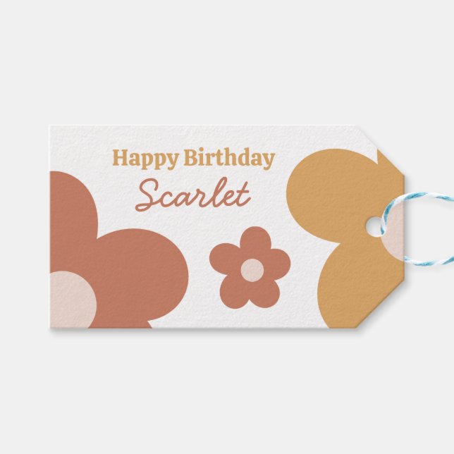 Trendy Boho Daisies Geschenkanhänger (Vorderseite (Horizontal))