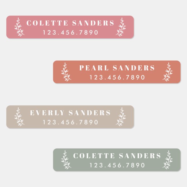 Trendy Boho Eison Name Etiketten (Gruppe)