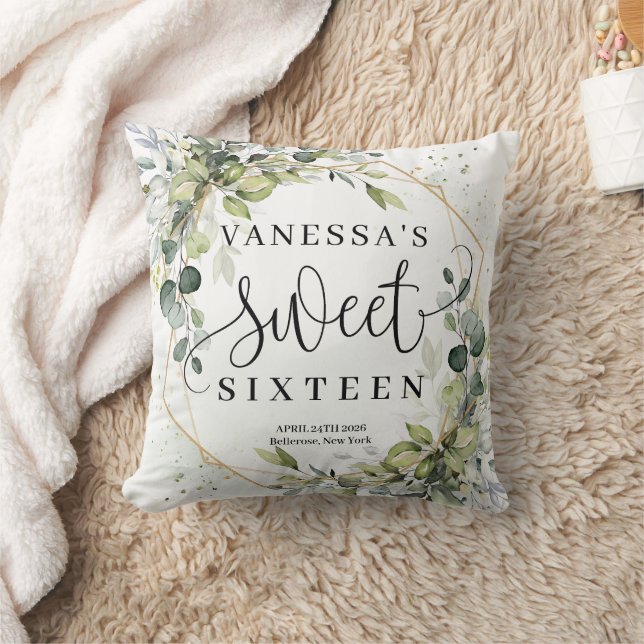 Trendy boho eucalyptus grün Gold sechzehn Kissen (Decke)