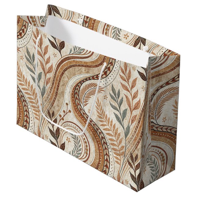 Trendy Boho Muster Große Geschenktasche Geschenktüte (Vorderseite Schrägansicht)
