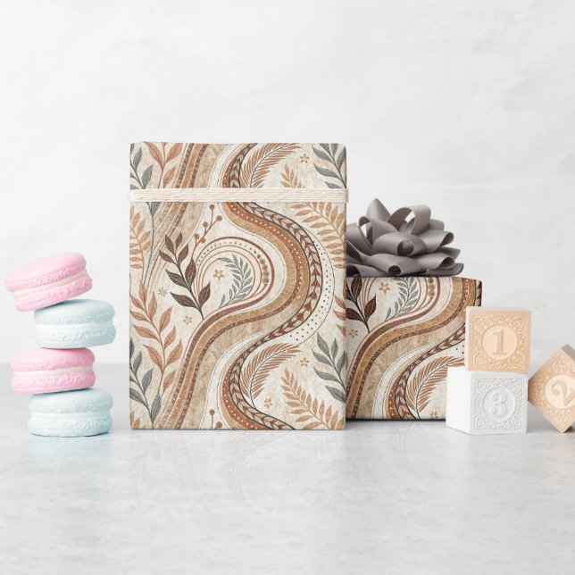 Trendy Boho Muster Wrapping Paper Roll Geschenkpapier (Babyparty)