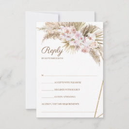 Trendy Boho Pampas Grass Dusty Rose getrocknete Pa RSVP Karte