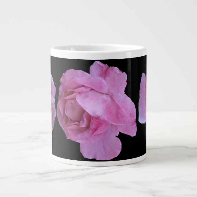 Trendy boho pink Französisch Rose Schwarz moderne  Jumbo-Tasse (Vorderseite)