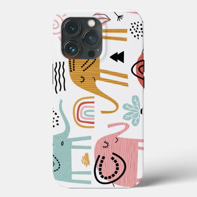 Trendy Boho Pink Green Elephant Tough Case iPhone (Rückseite)