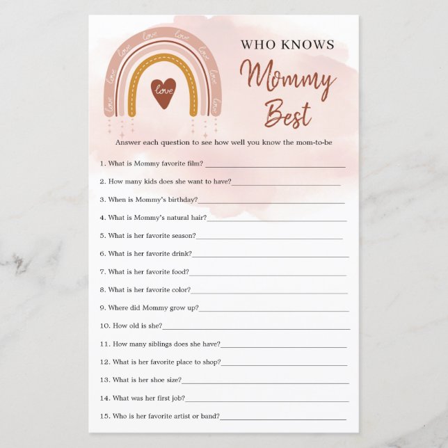 Trendy Boho Rainbow, der Mommy Best Game kennt (Vorderseite)