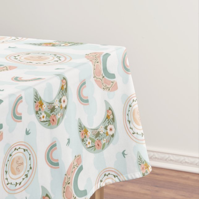 Trendy Boho Rainbow Floral Moon Sun Baby Dusche Tischdecke (Beispiel)