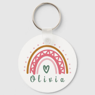 Trendy Boho Rainbow mit Personalisiertem Namen Schlüsselanhänger