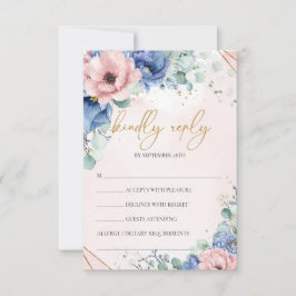 Trendy boho romantisch rosa goldfarbene Hochzeit RSVP Karte