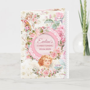 Trendy boho Shabby Chic Angels Taufe Einladung