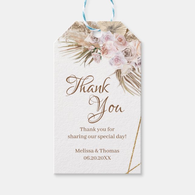 Trendy Boho Tropical Dried Blume Pampas Grass Geschenkanhänger (Vorderseite)