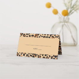 Trendy Bold Brown und Beige Leopard Print Pattern Platzkarte
