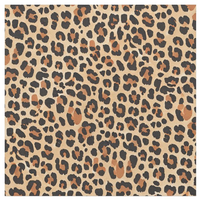 Trendy Bold Brown und Beige Leopard Print Pattern Stoff (Nahaufnahme)
