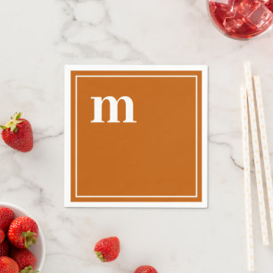 Trendy Bold Lower Case Monogram Burnt Orange Serviette