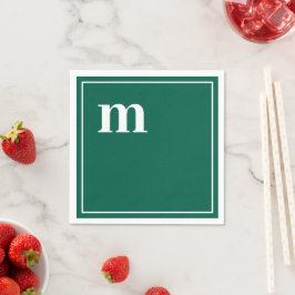 Trendy Bold Lower Case Monogram Emerald Green Serviette