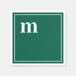 Trendy Bold Lower Case Monogram Emerald Green Serviette