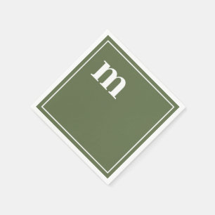 Trendy Bold Lower Case Monogram Olive Green Serviette