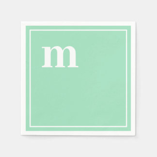 Trendy Bold Lower Case Monogram Seafoam Green Serviette